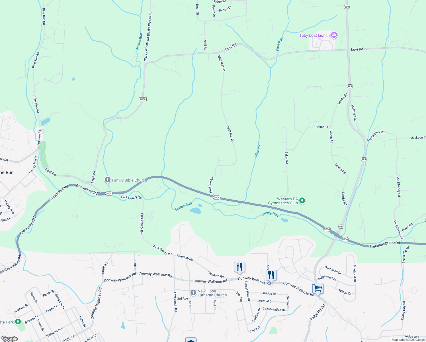 map of restaurants, bars, coffee shops, grocery stores, and more near 667 Freedom Crider Rd in Freedom