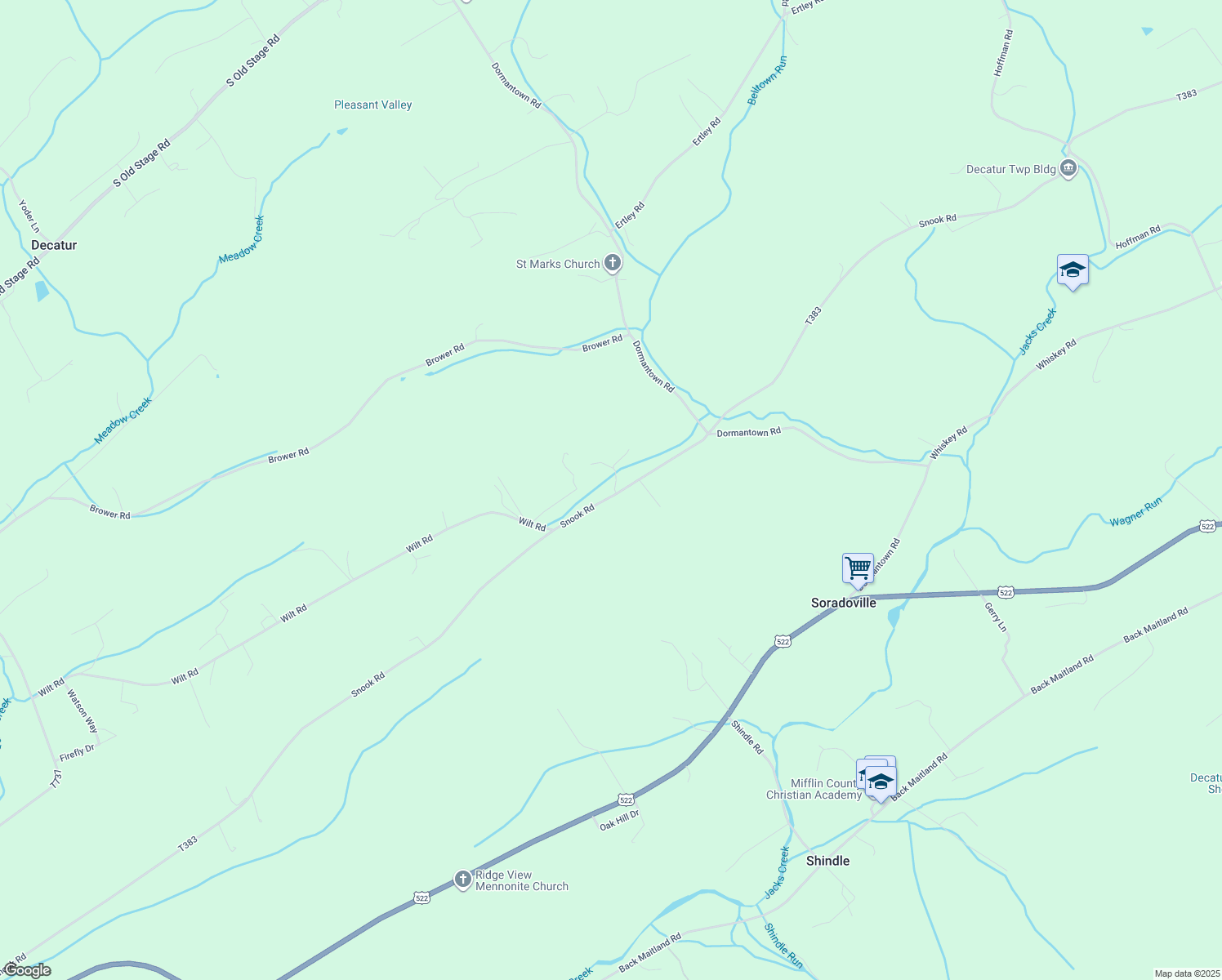 map of restaurants, bars, coffee shops, grocery stores, and more near 1199 Snook Road in McClure