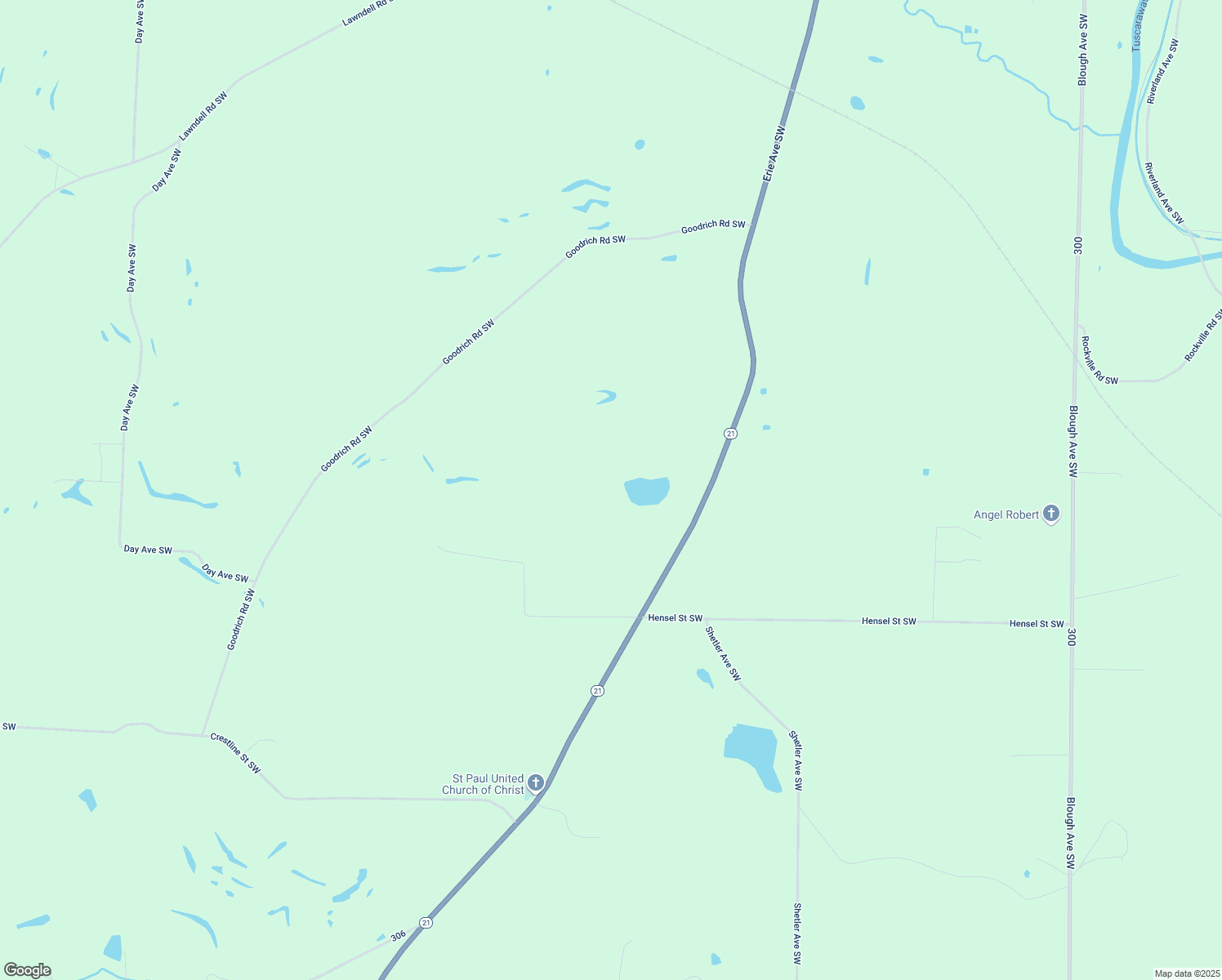 map of restaurants, bars, coffee shops, grocery stores, and more near 8787 Erie Avenue Southwest in Navarre