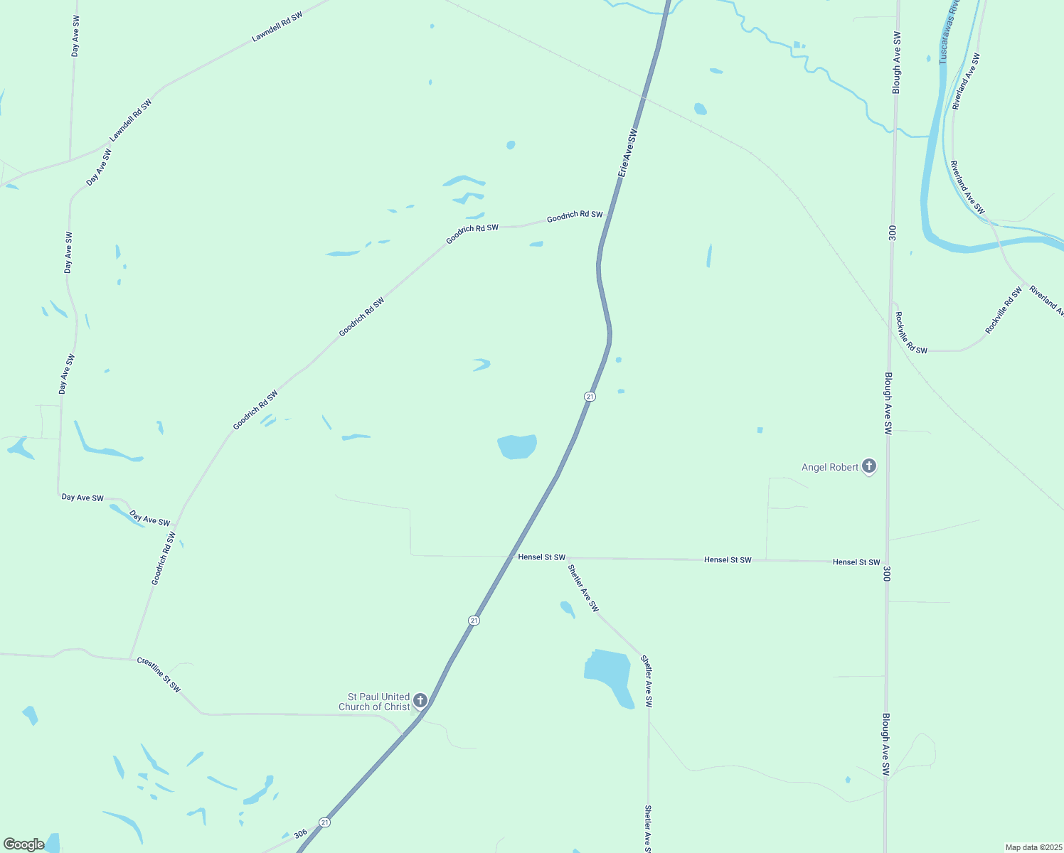 map of restaurants, bars, coffee shops, grocery stores, and more near 8787 Erie Avenue Southwest in Navarre