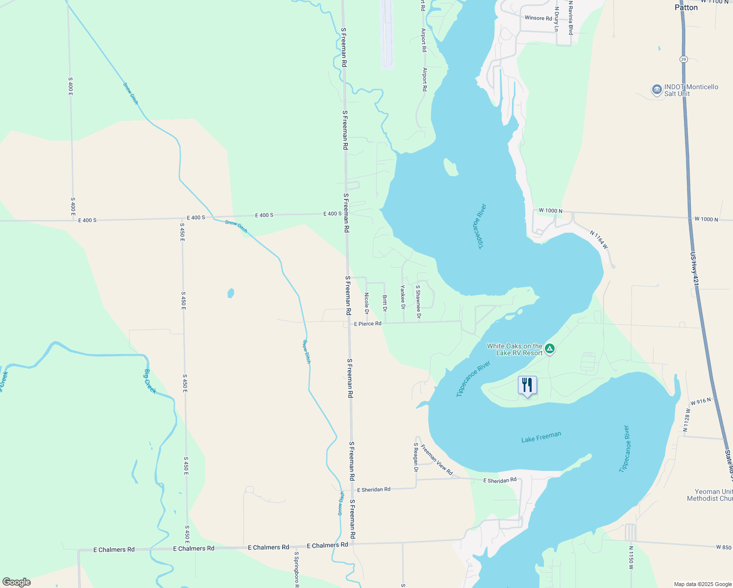 map of restaurants, bars, coffee shops, grocery stores, and more near Nicole Drive in Monticello