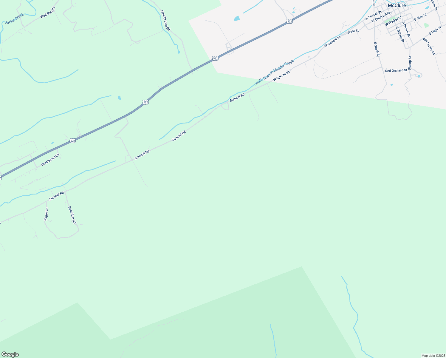 map of restaurants, bars, coffee shops, grocery stores, and more near 1120 Summit Road in McClure