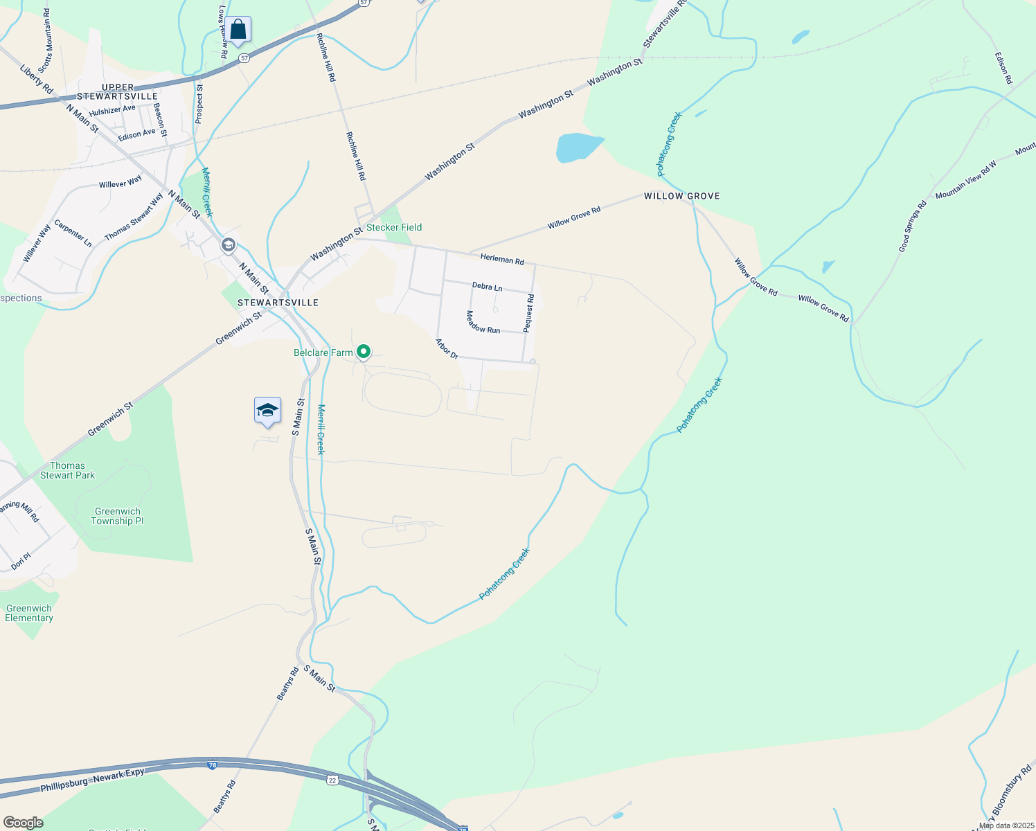map of restaurants, bars, coffee shops, grocery stores, and more near 309 Emeline Way in Stewartsville