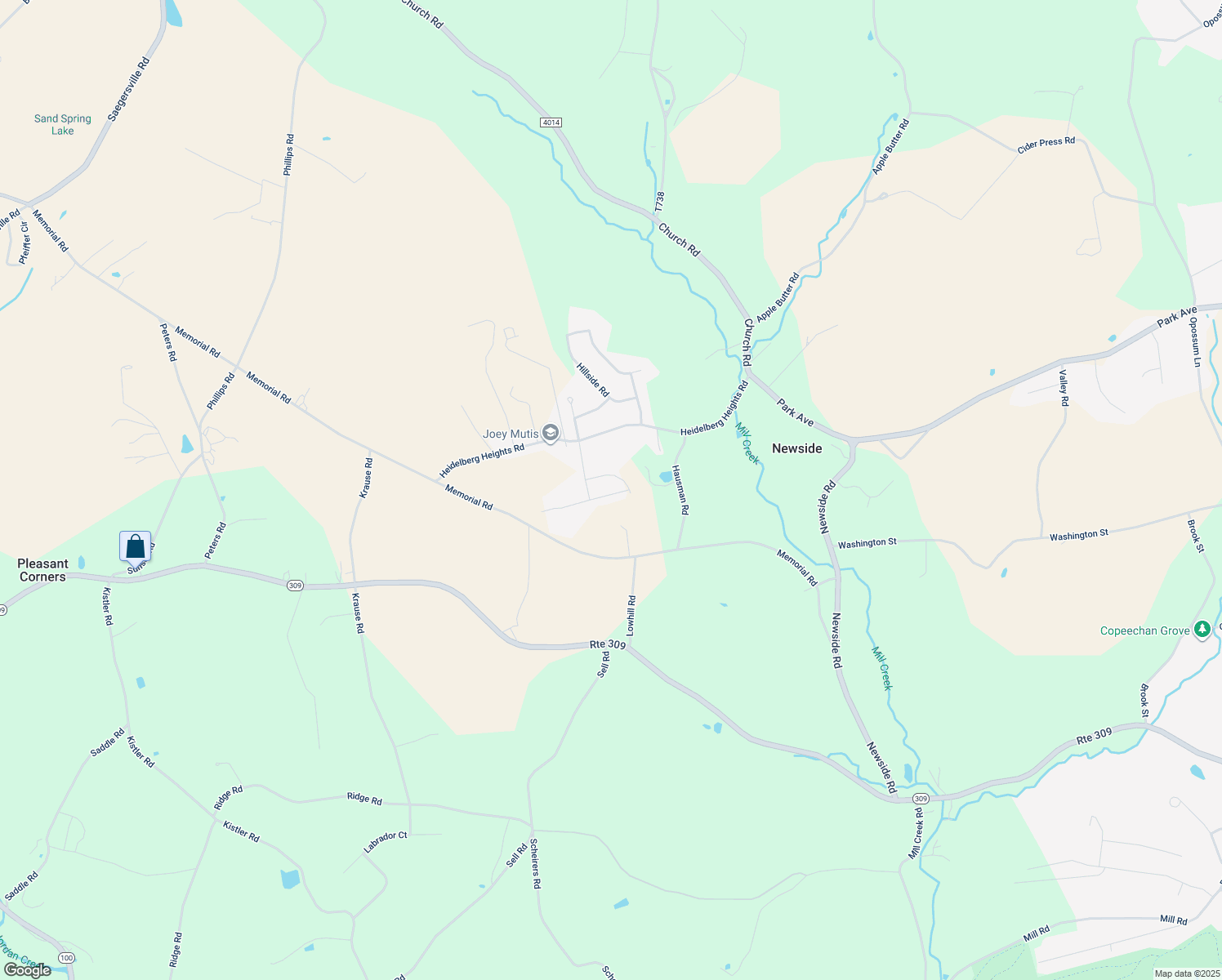 map of restaurants, bars, coffee shops, grocery stores, and more near 5269 Thompson Street in Germansville