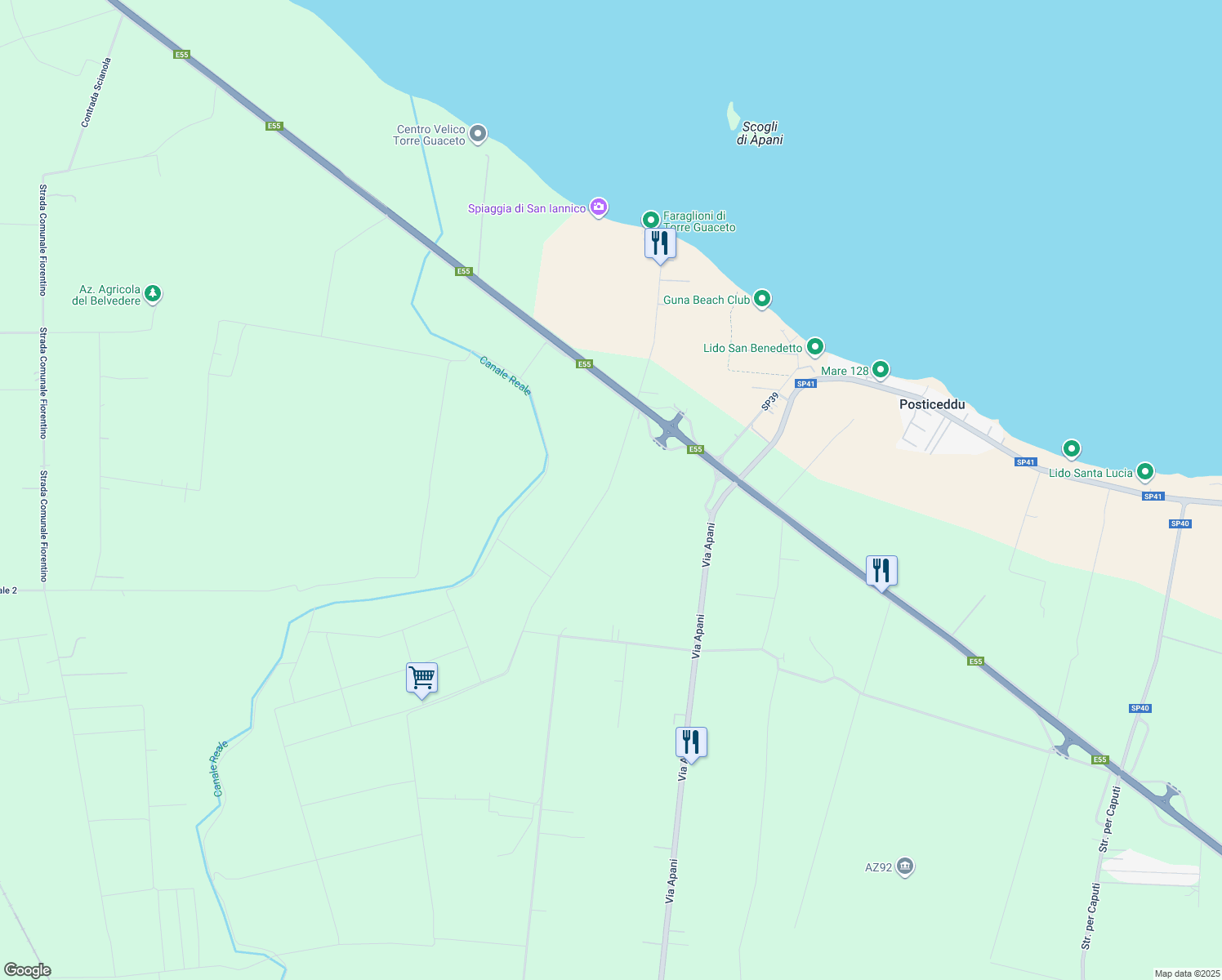 map of restaurants, bars, coffee shops, grocery stores, and more near in Province of Brindisi