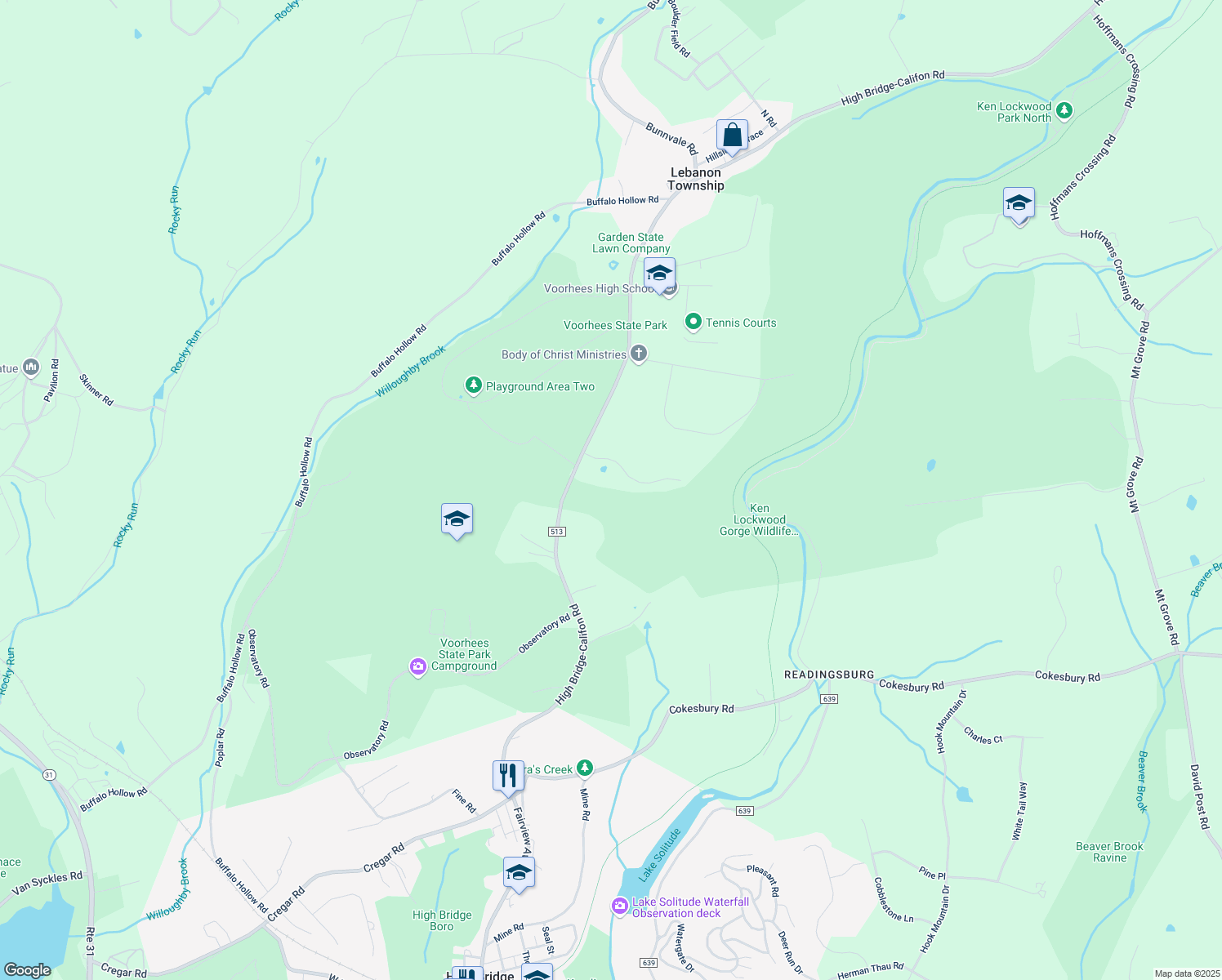 map of restaurants, bars, coffee shops, grocery stores, and more near 111 Forest Dr in Glen Gardner