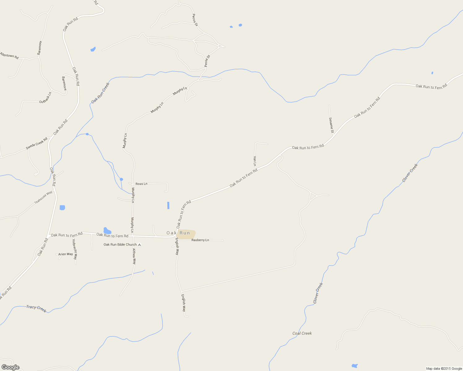 map of restaurants, bars, coffee shops, grocery stores, and more near 28034 Oak Run to Fern Road in Oak Run