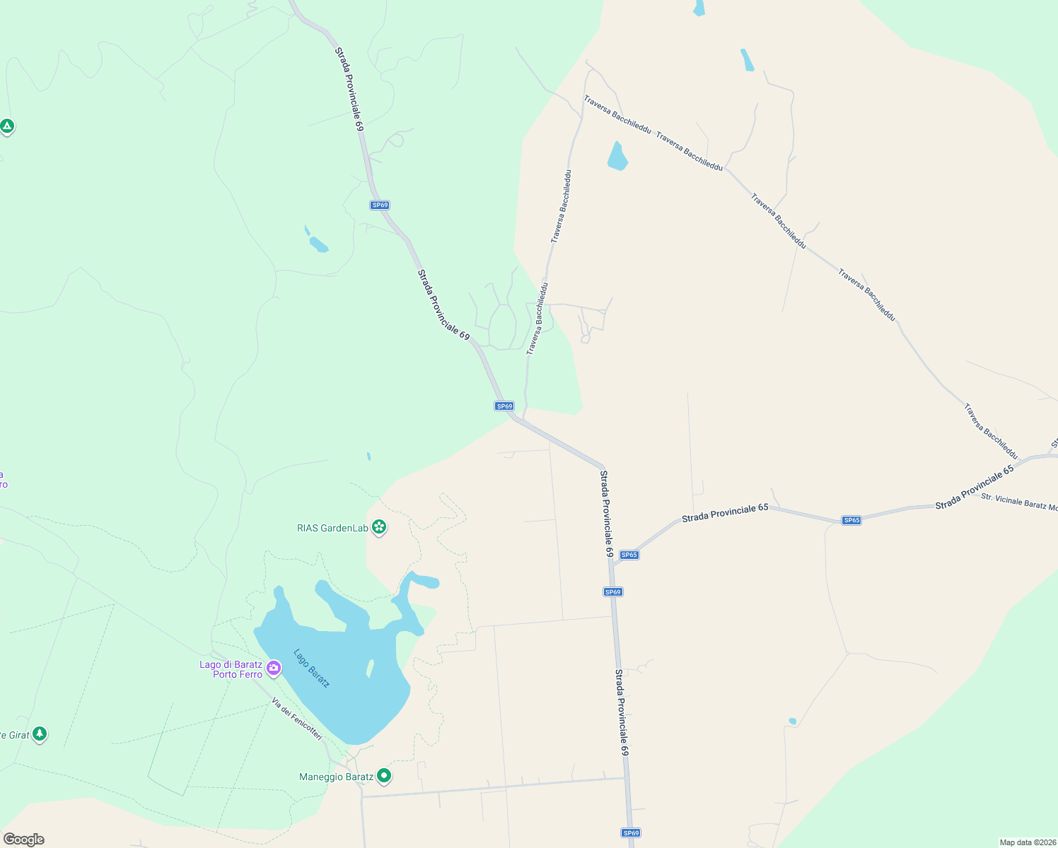 map of restaurants, bars, coffee shops, grocery stores, and more near Strada Provinciale 69 in Città metropolitana di Sassari