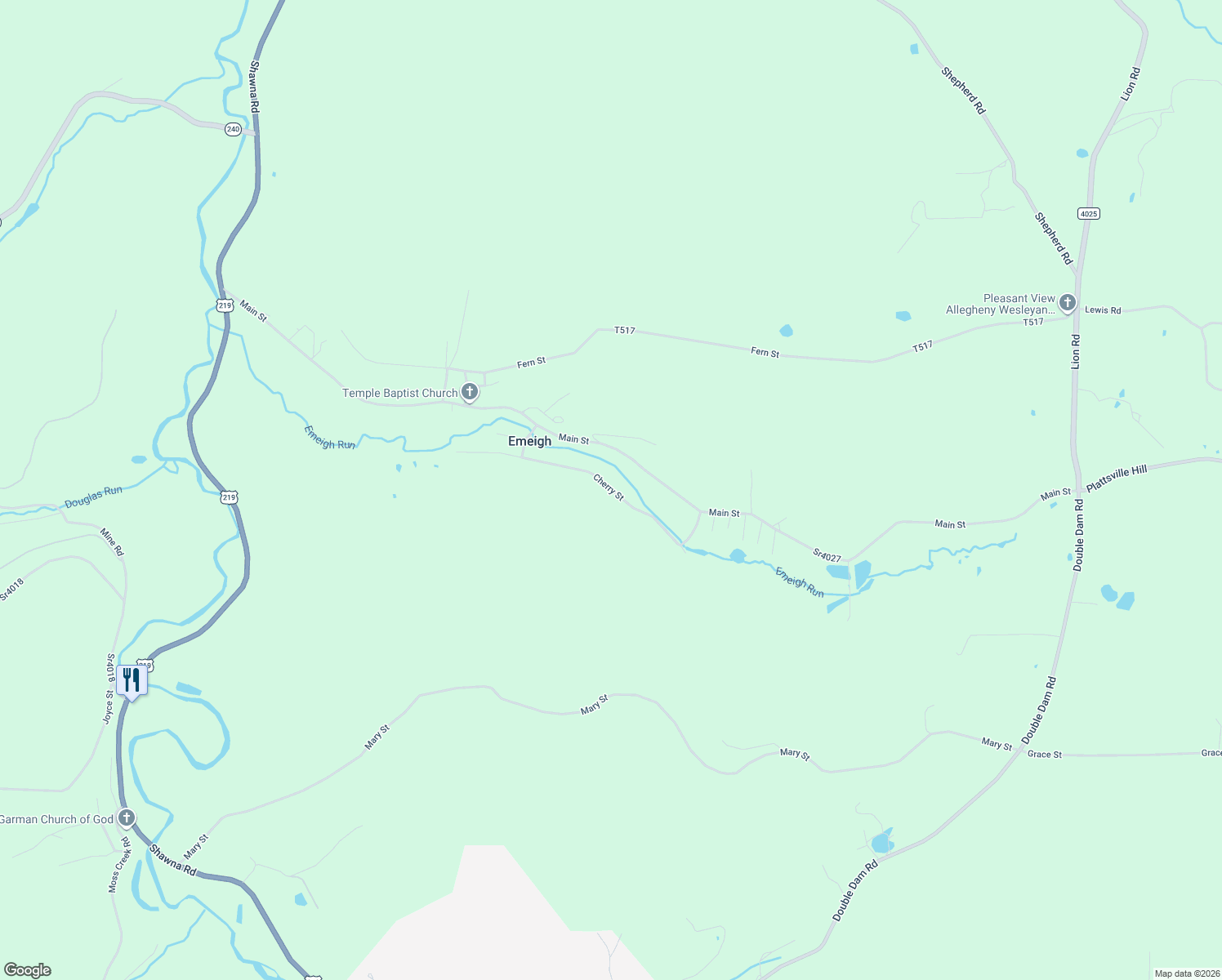 map of restaurants, bars, coffee shops, grocery stores, and more near Cherry St in Northern Cambria