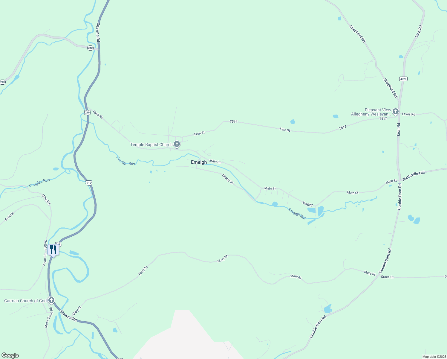map of restaurants, bars, coffee shops, grocery stores, and more near Cherry St in Northern Cambria