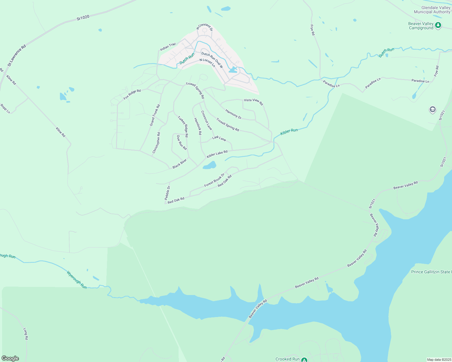 map of restaurants, bars, coffee shops, grocery stores, and more near Red Oak Road in Cambria County