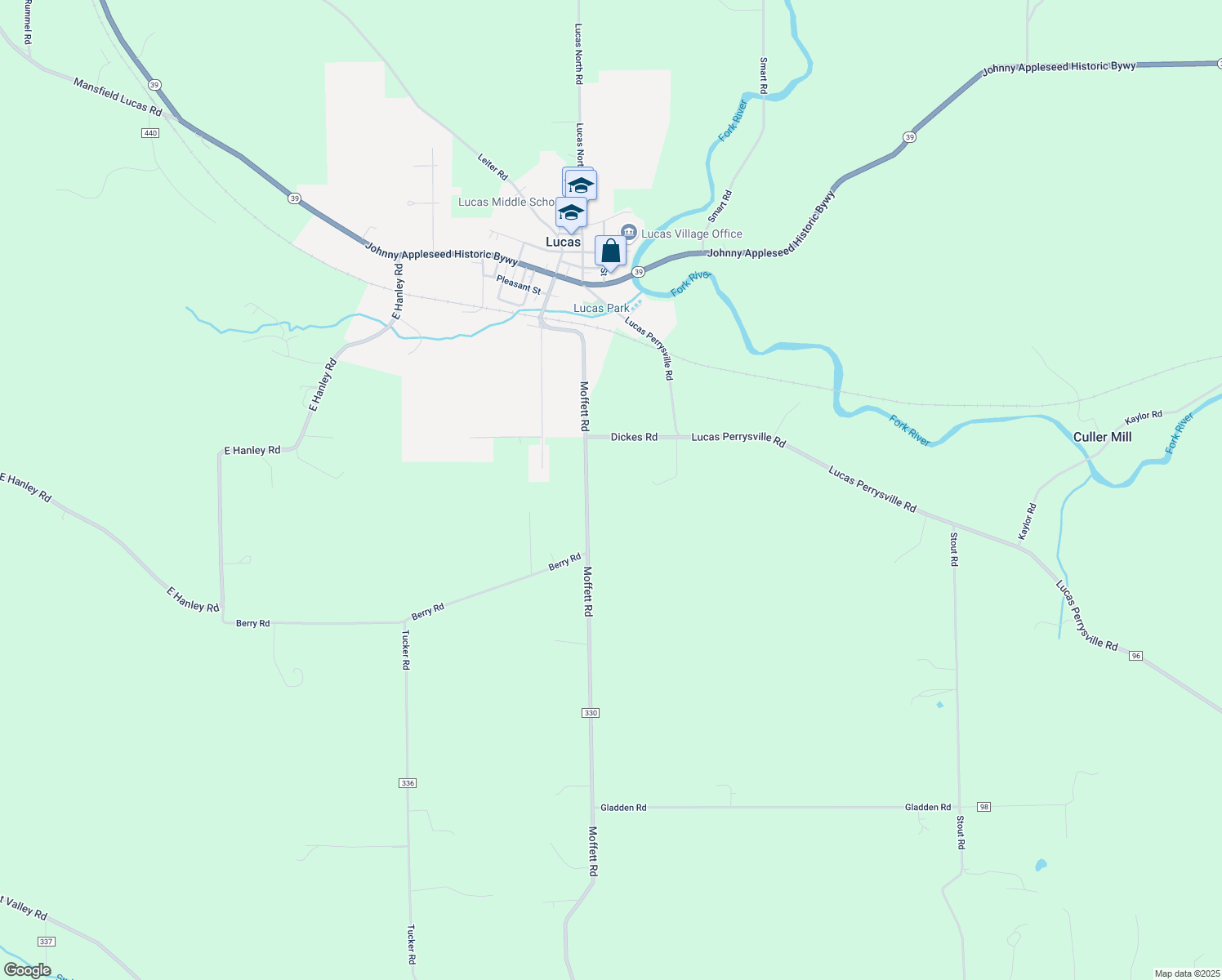 map of restaurants, bars, coffee shops, grocery stores, and more near 2379 Moffett Rd in Lucas