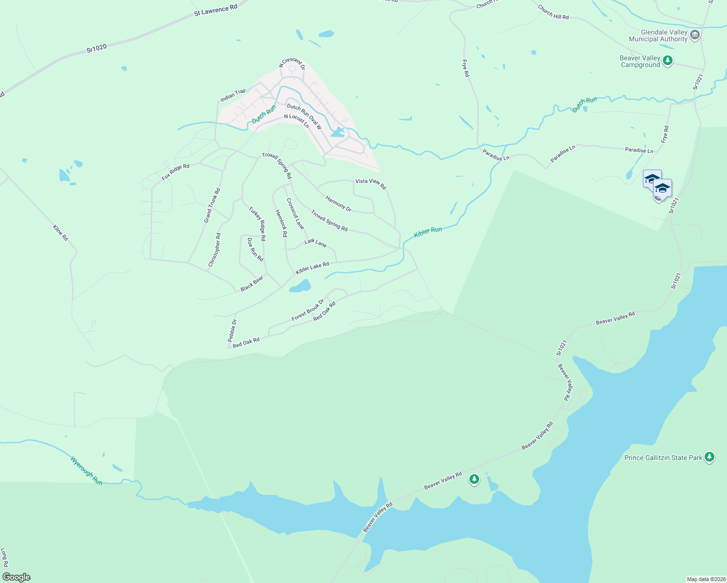 map of restaurants, bars, coffee shops, grocery stores, and more near 453 Red Oak Rd in Cambria