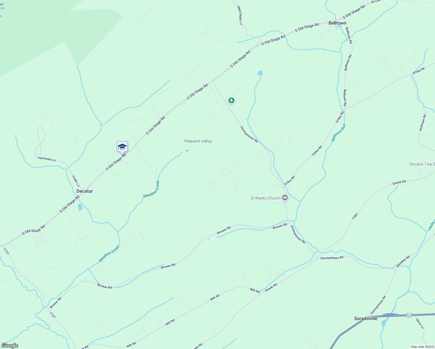 map of restaurants, bars, coffee shops, grocery stores, and more near 20 Cherokee Lane in McClure
