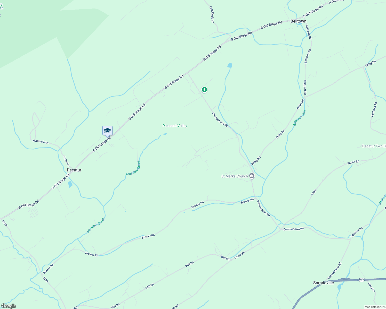 map of restaurants, bars, coffee shops, grocery stores, and more near 20 Cherokee Lane in McClure
