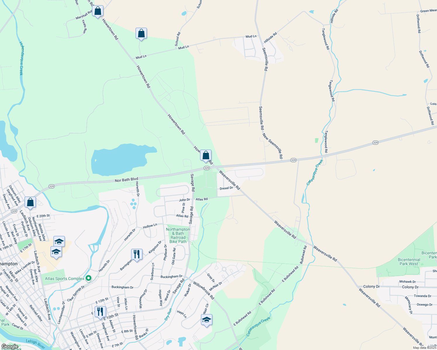 map of restaurants, bars, coffee shops, grocery stores, and more near 23 Short Ln in Northampton