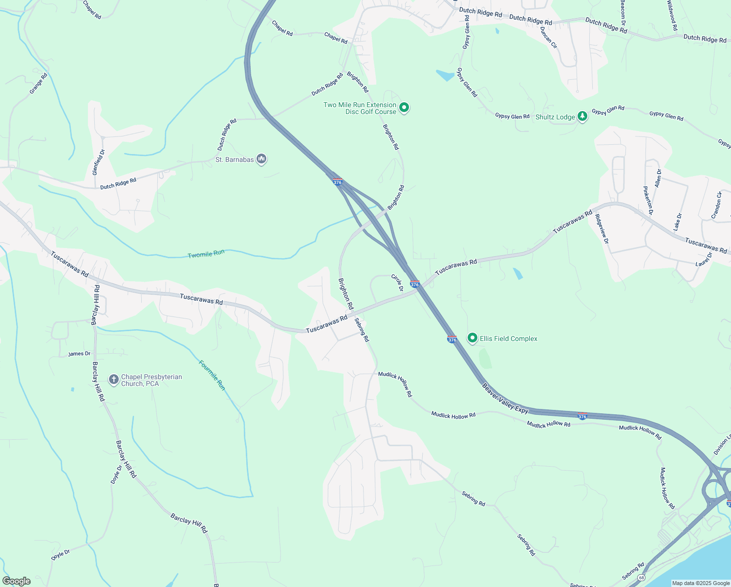 map of restaurants, bars, coffee shops, grocery stores, and more near 34 Circle Drive in Beaver