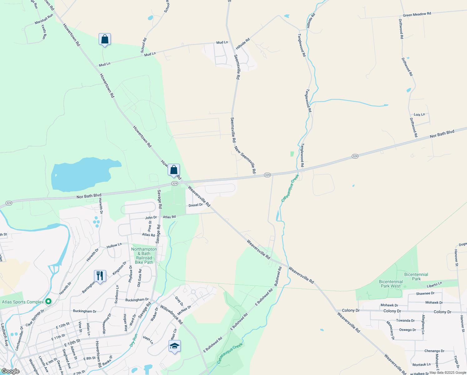 map of restaurants, bars, coffee shops, grocery stores, and more near 98 Oak Lane in Northampton