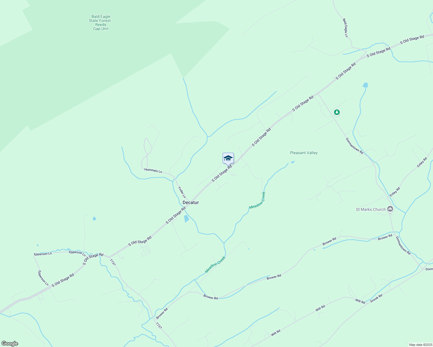 map of restaurants, bars, coffee shops, grocery stores, and more near 5 Stage Farm Lane in McClure