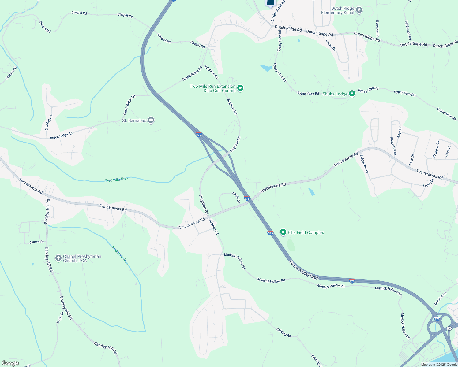map of restaurants, bars, coffee shops, grocery stores, and more near 23 Circle Drive in Beaver