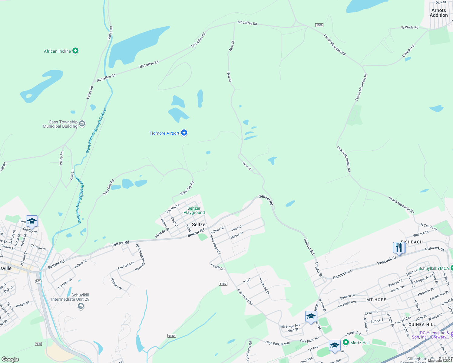 map of restaurants, bars, coffee shops, grocery stores, and more near in Seltzer