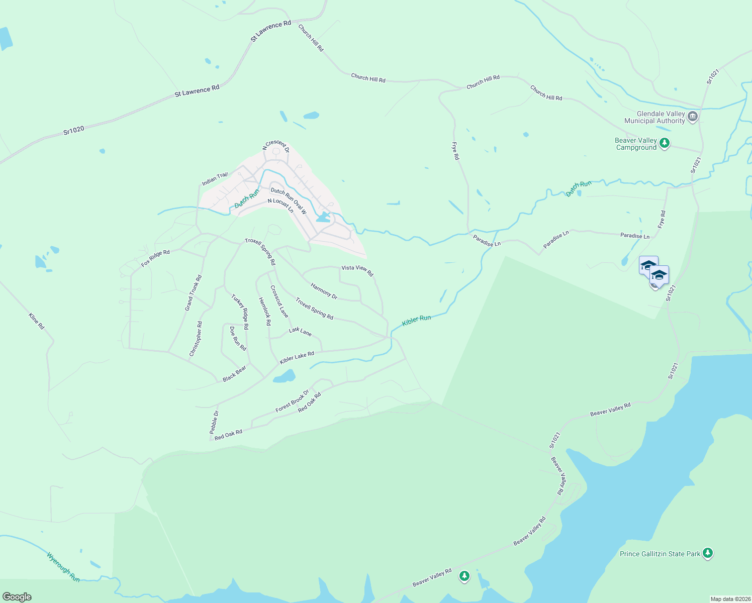 map of restaurants, bars, coffee shops, grocery stores, and more near 135 Vista View Road in Flinton