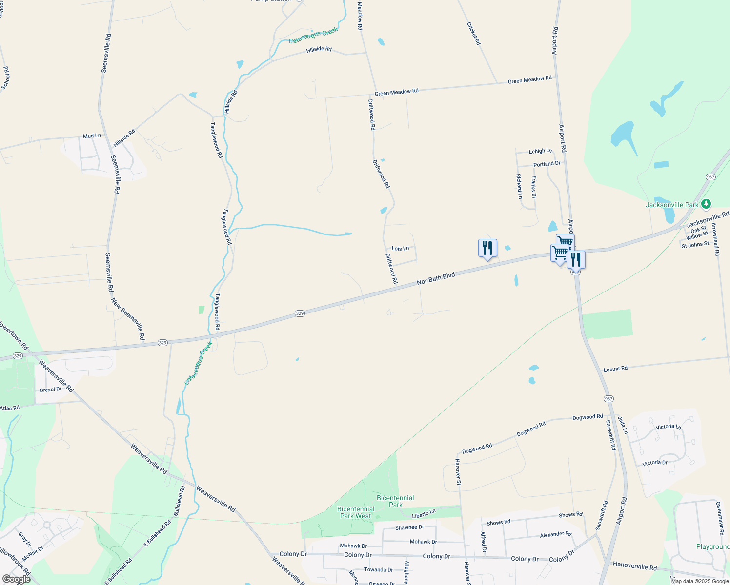 map of restaurants, bars, coffee shops, grocery stores, and more near 5475 Nor Bath Boulevard in Northampton