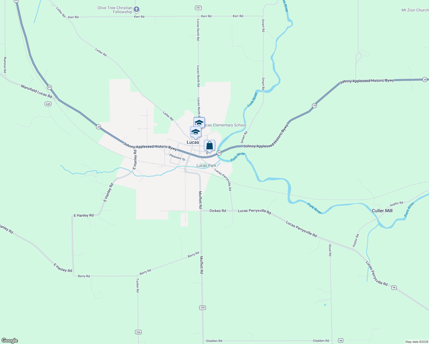 map of restaurants, bars, coffee shops, grocery stores, and more near 2778 Lucas Perrysville Rd in Lucas