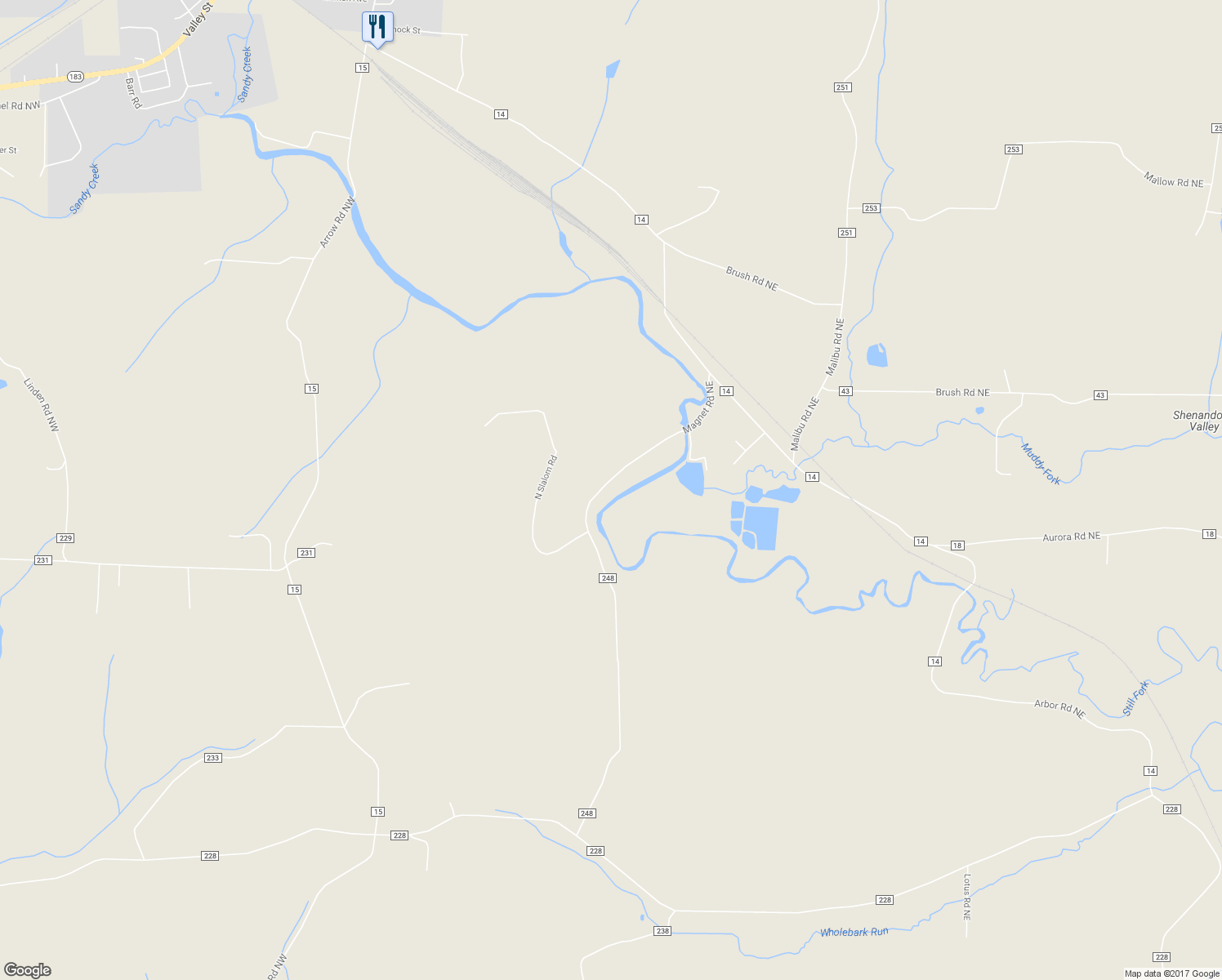 map of restaurants, bars, coffee shops, grocery stores, and more near 8260 Magnet Road Northeast in Minerva