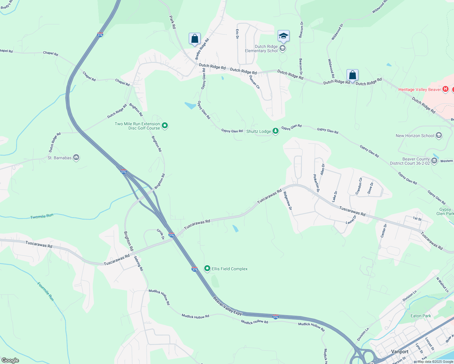 map of restaurants, bars, coffee shops, grocery stores, and more near 1980 Tuscarawas Road in Beaver