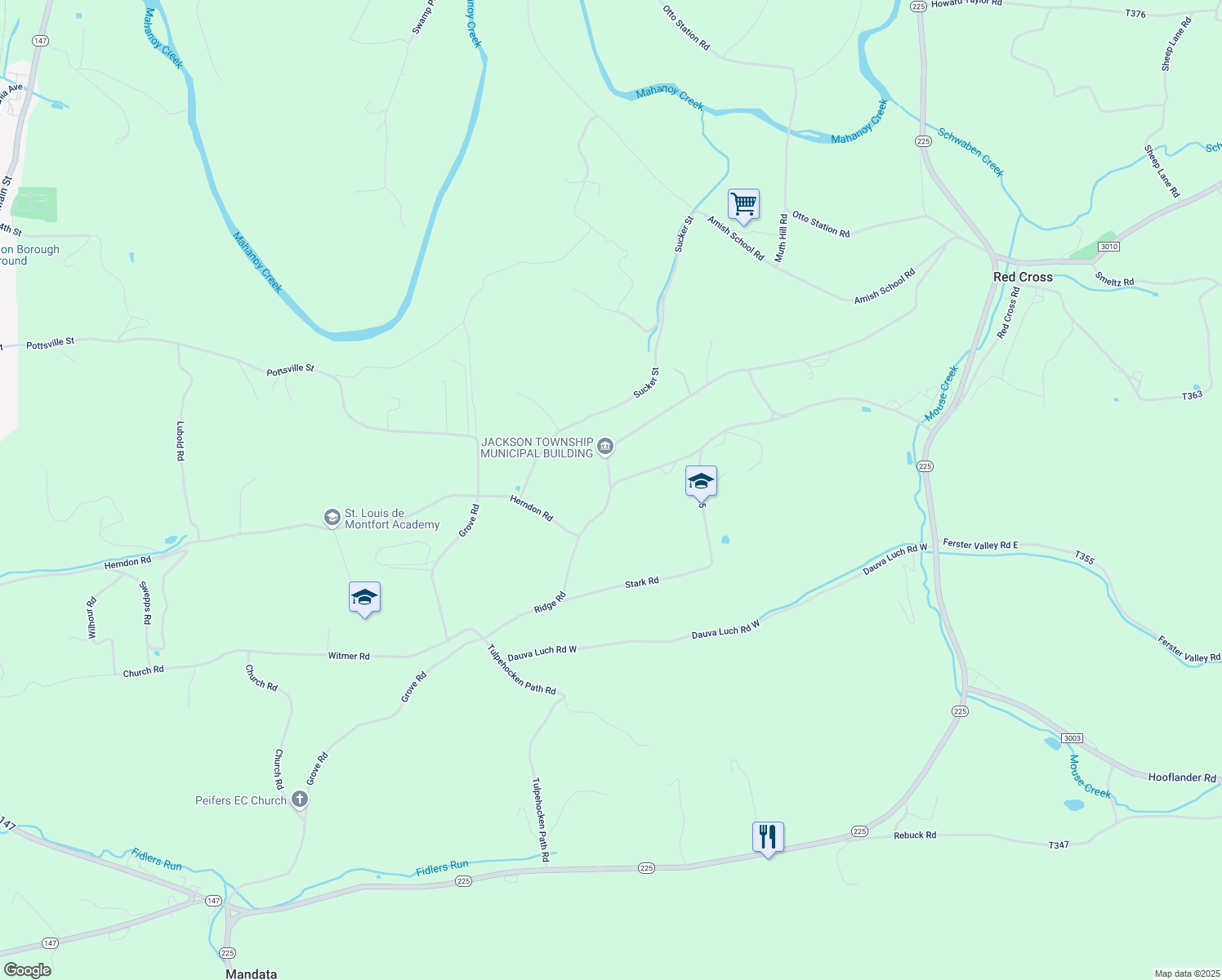 map of restaurants, bars, coffee shops, grocery stores, and more near 100 Jackson Township Road in Herndon