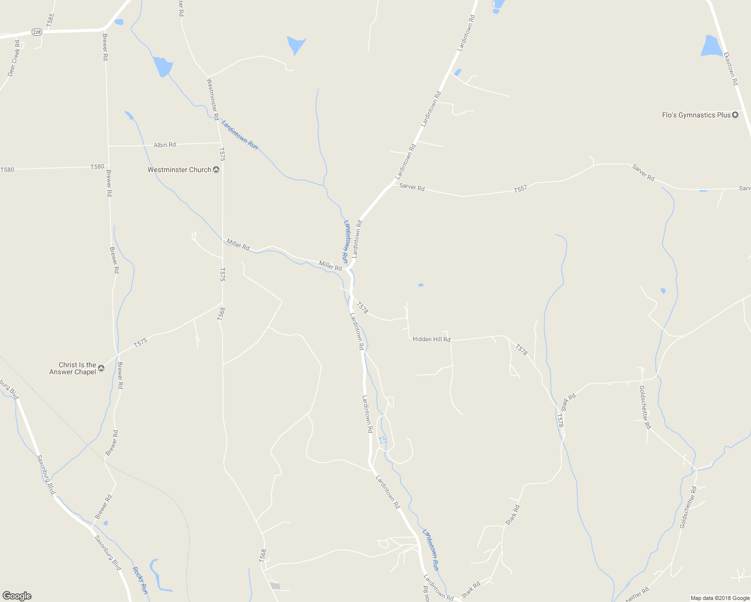 map of restaurants, bars, coffee shops, grocery stores, and more near 105 Hidden Hill Road in Sarver