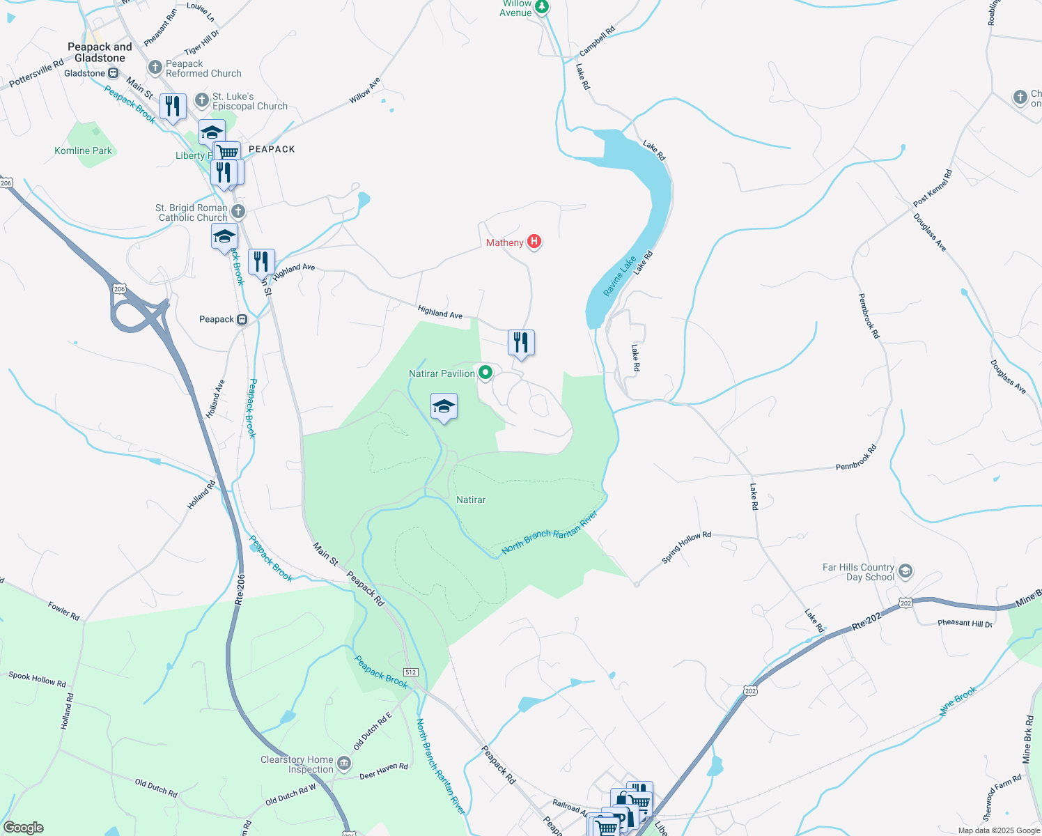 map of restaurants, bars, coffee shops, grocery stores, and more near 2 Main Street in Somerset