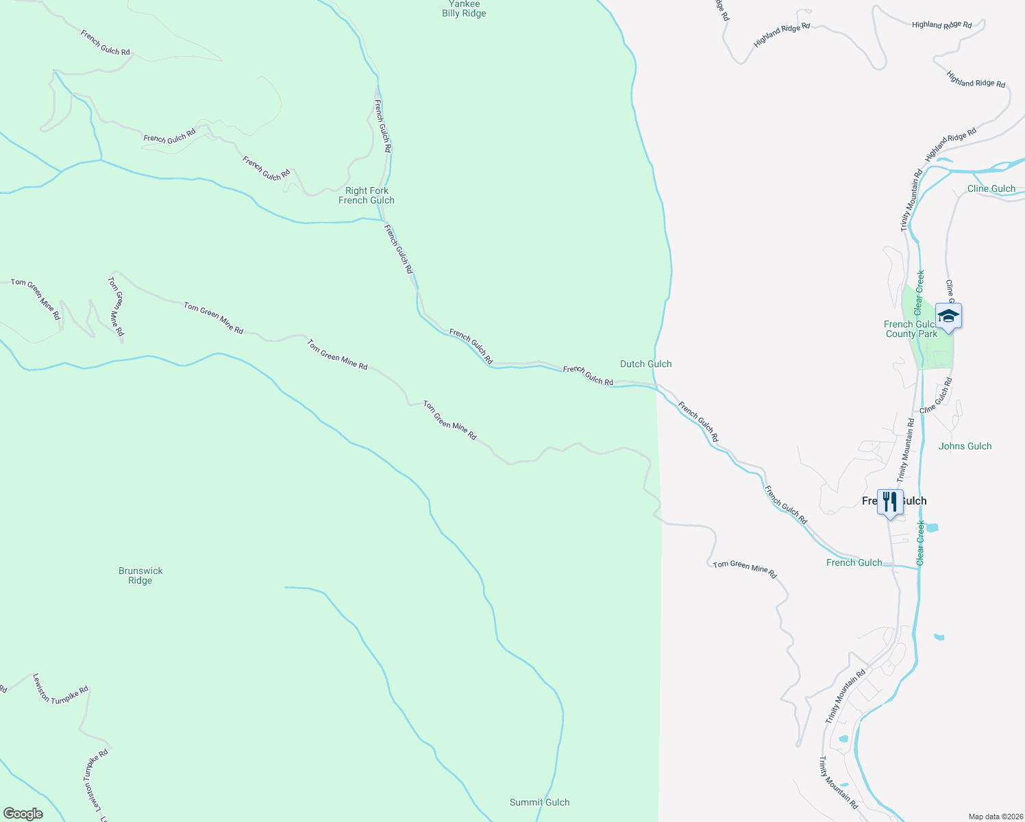 map of restaurants, bars, coffee shops, grocery stores, and more near in French Gulch