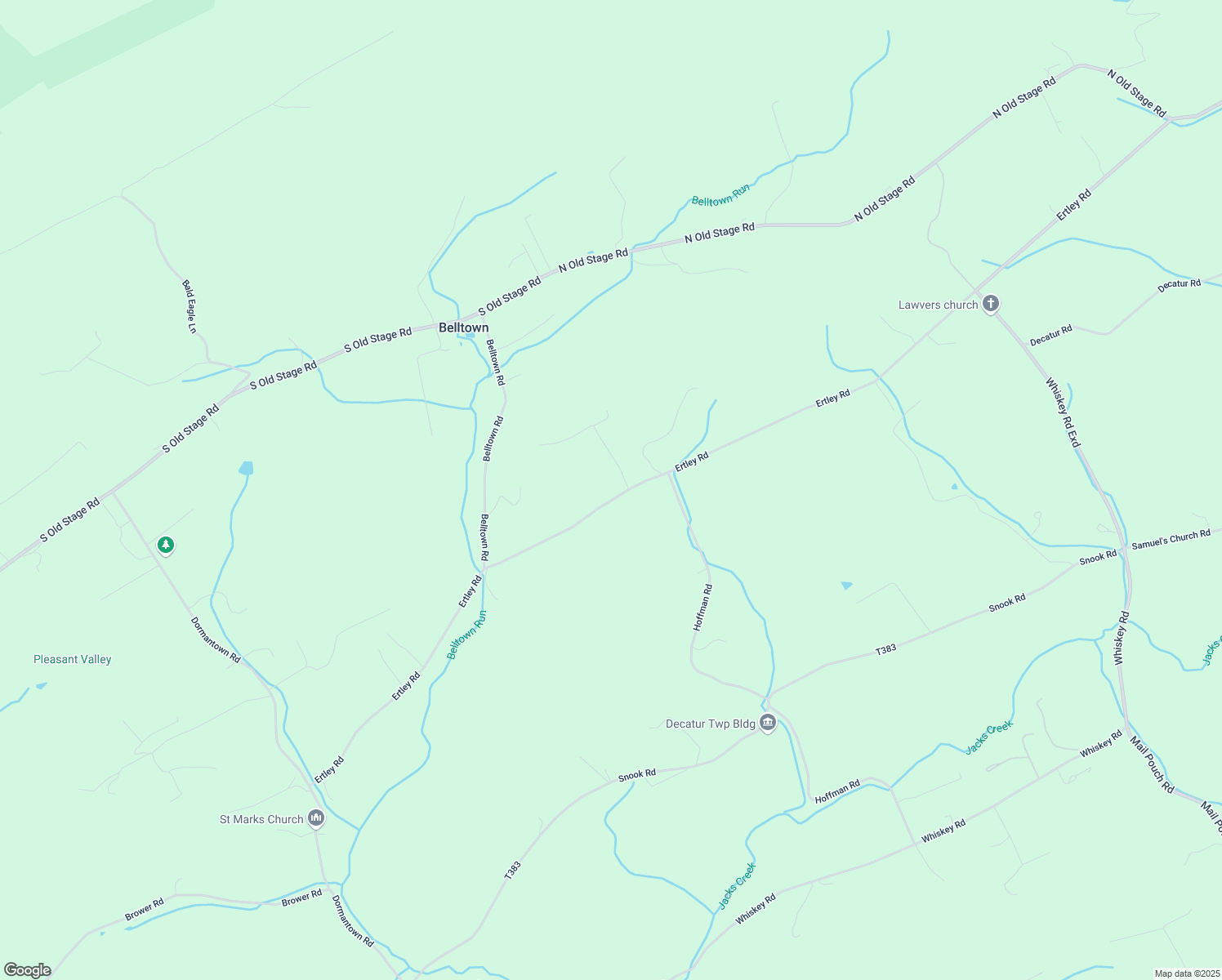 map of restaurants, bars, coffee shops, grocery stores, and more near 597 Ertley Road in McClure