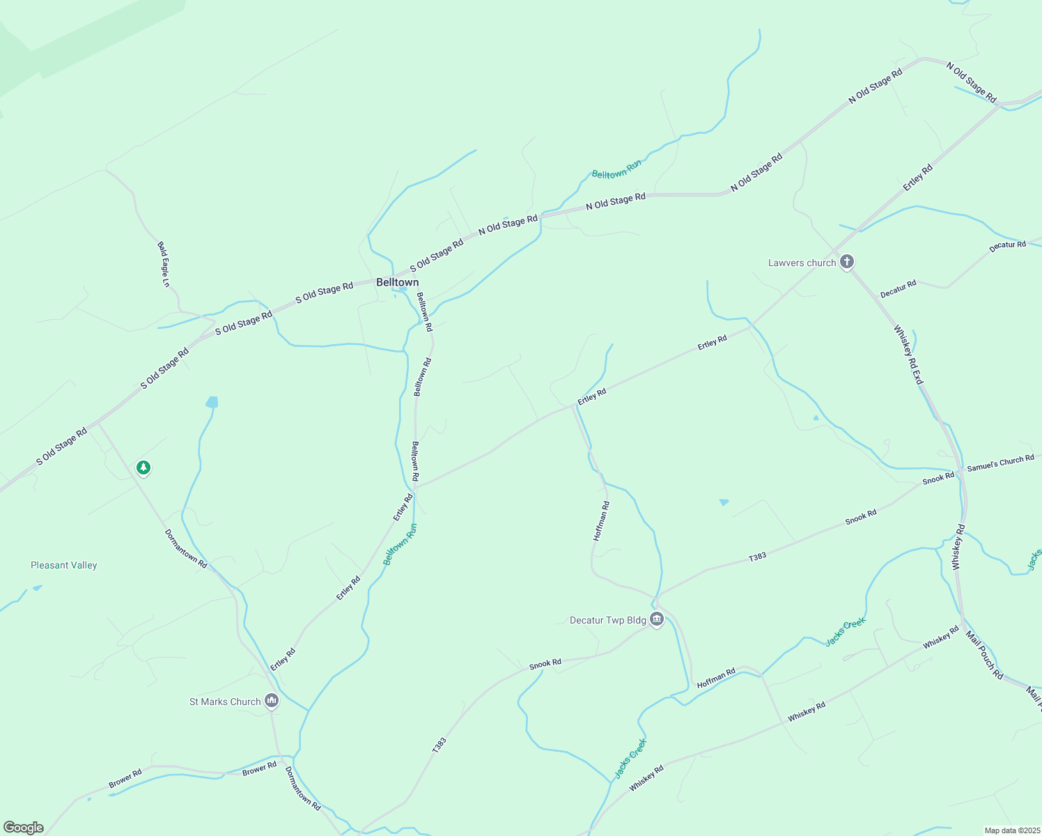 map of restaurants, bars, coffee shops, grocery stores, and more near 597 Ertley Road in McClure