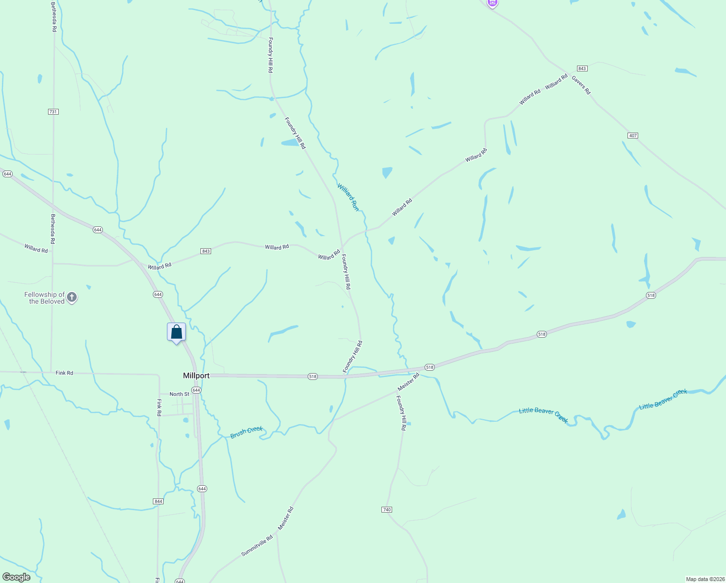 map of restaurants, bars, coffee shops, grocery stores, and more near 13604 Foundry Hill Road in Hanoverton