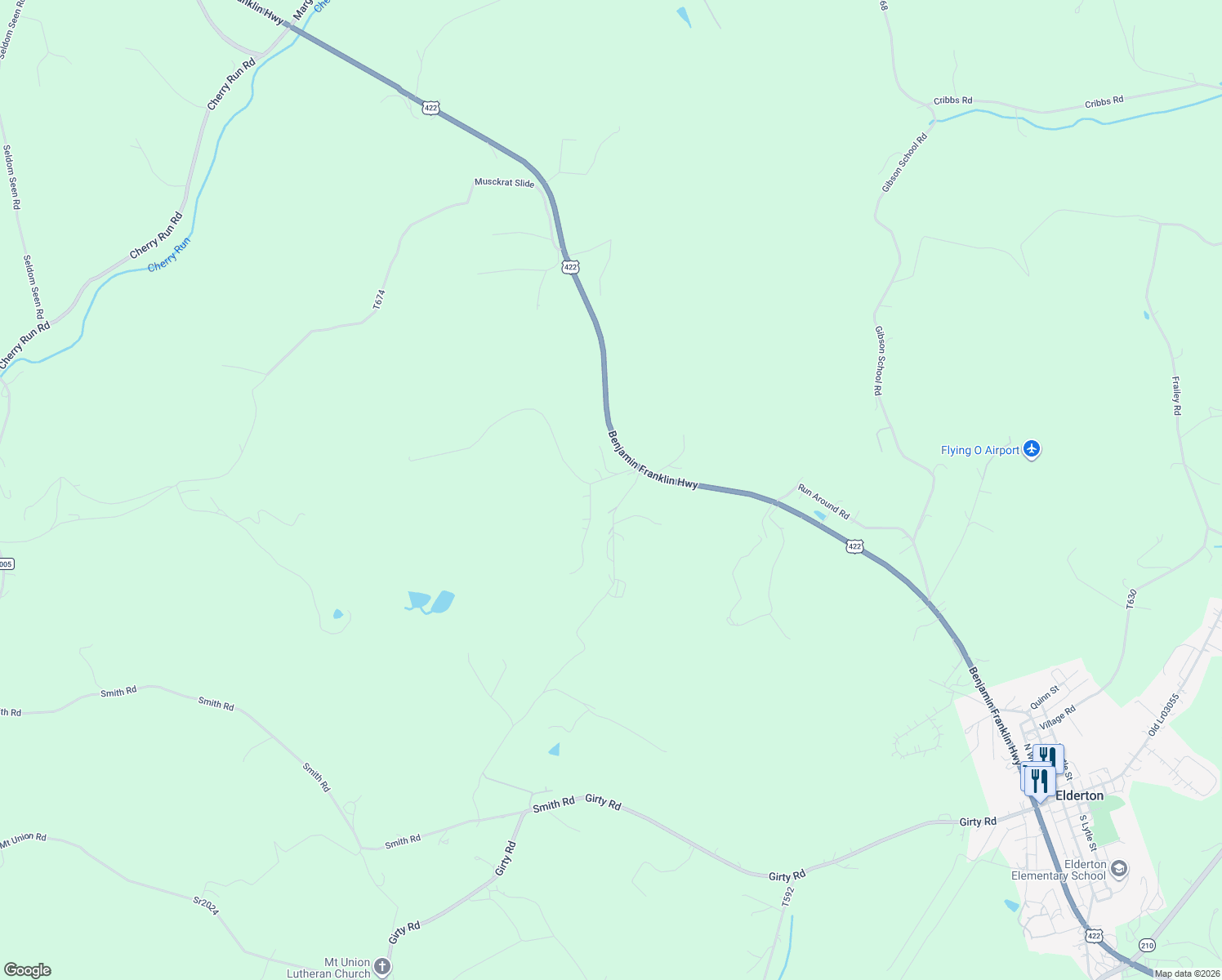 map of restaurants, bars, coffee shops, grocery stores, and more near 106 Farster Road in Kittanning