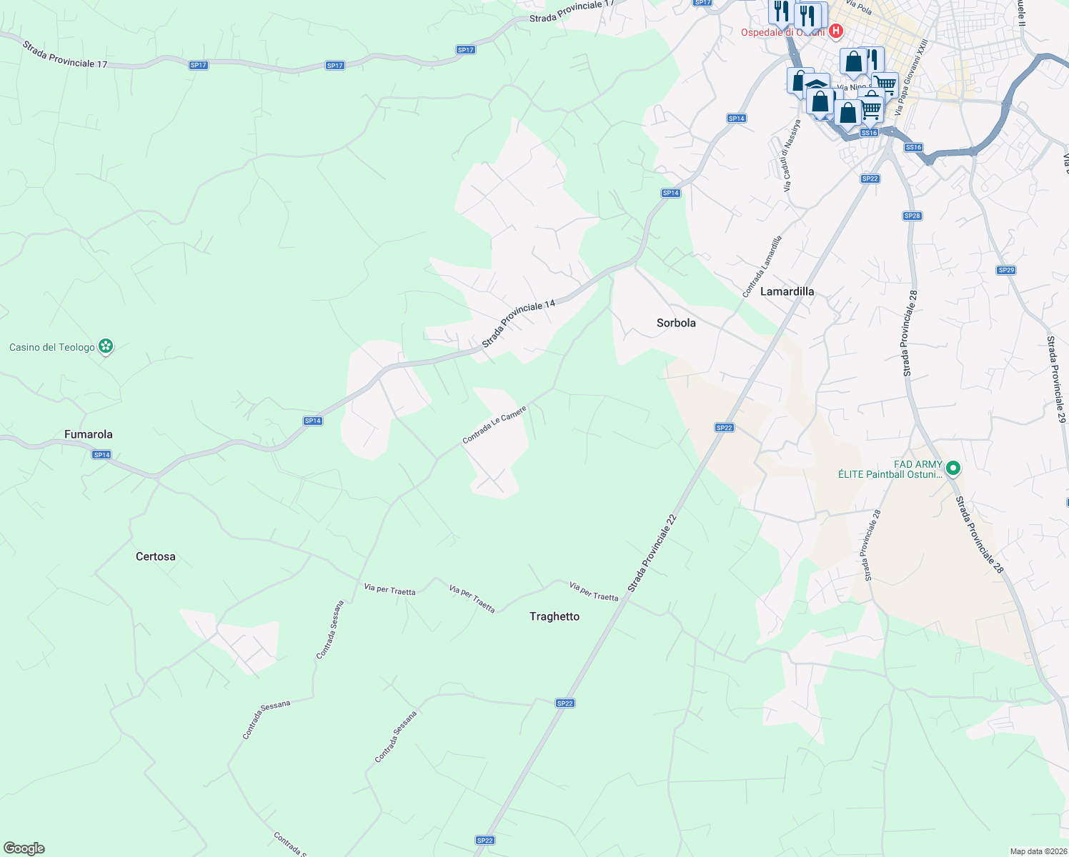 map of restaurants, bars, coffee shops, grocery stores, and more near in Provincia di Brindisi