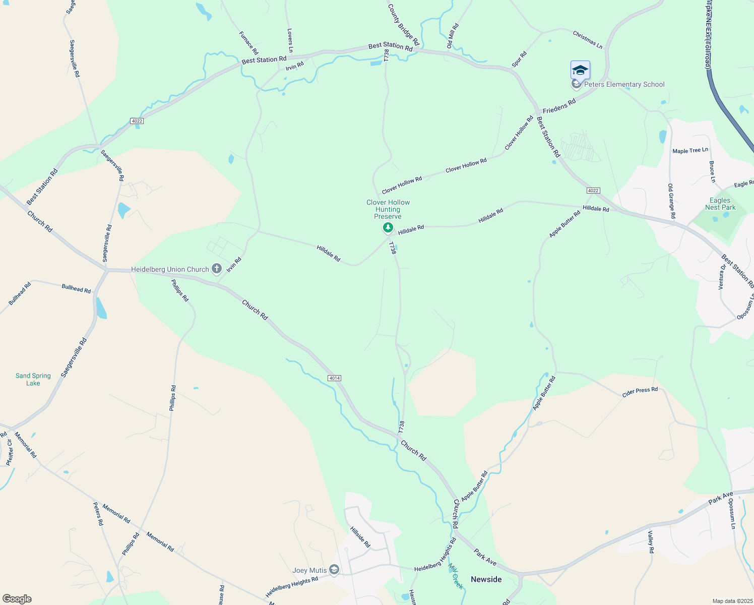 map of restaurants, bars, coffee shops, grocery stores, and more near 6828 Mill Creek Rd in Slatington