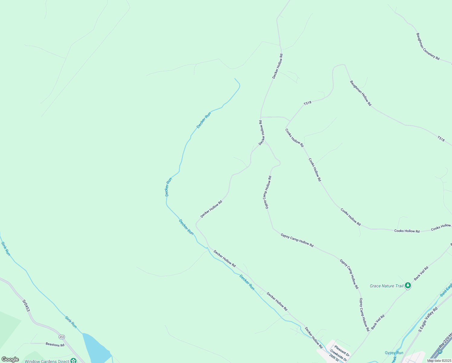 map of restaurants, bars, coffee shops, grocery stores, and more near 1377 Decker Hollow Road in Tyrone