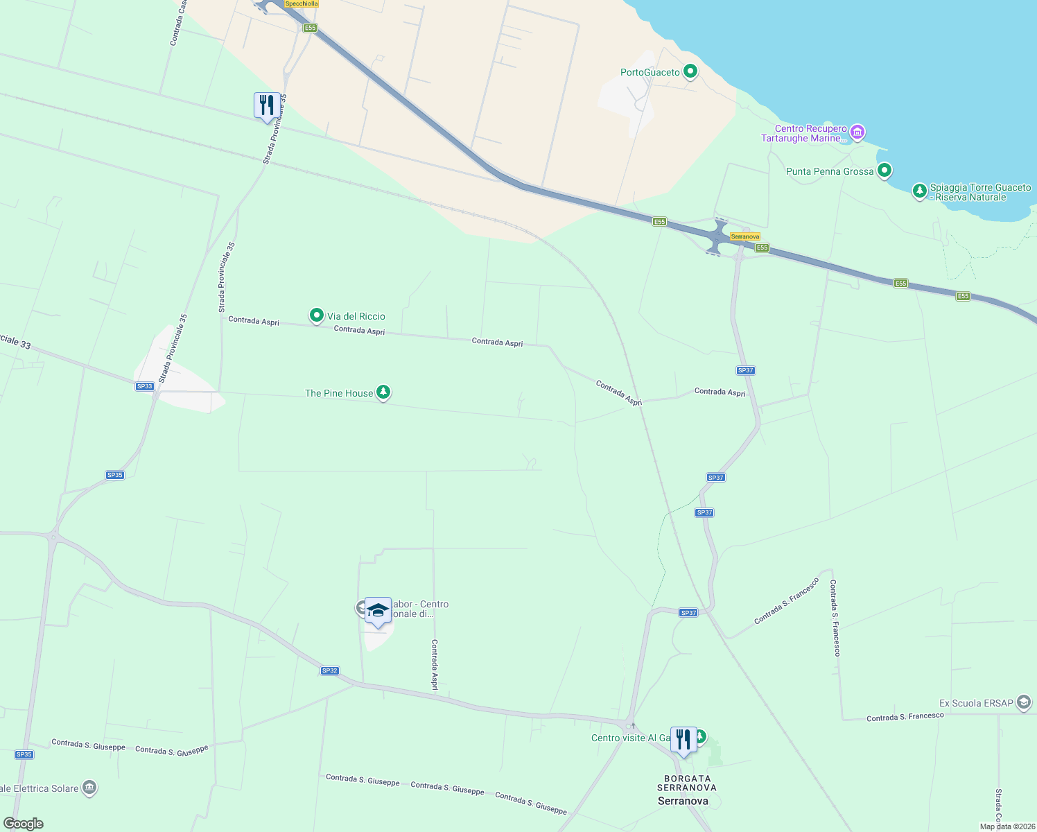 map of restaurants, bars, coffee shops, grocery stores, and more near 27 Contrada Bufalaria in Provincia di Brindisi