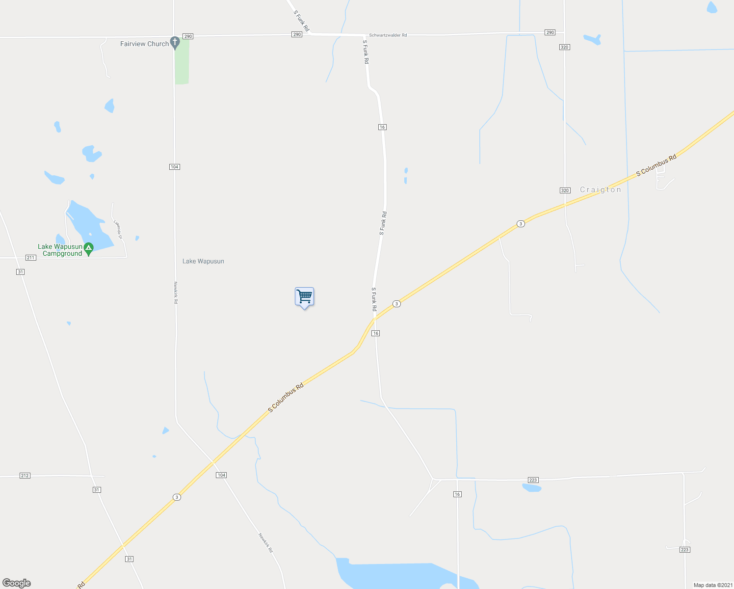 map of restaurants, bars, coffee shops, grocery stores, and more near 7241 South Funk Road in Shreve