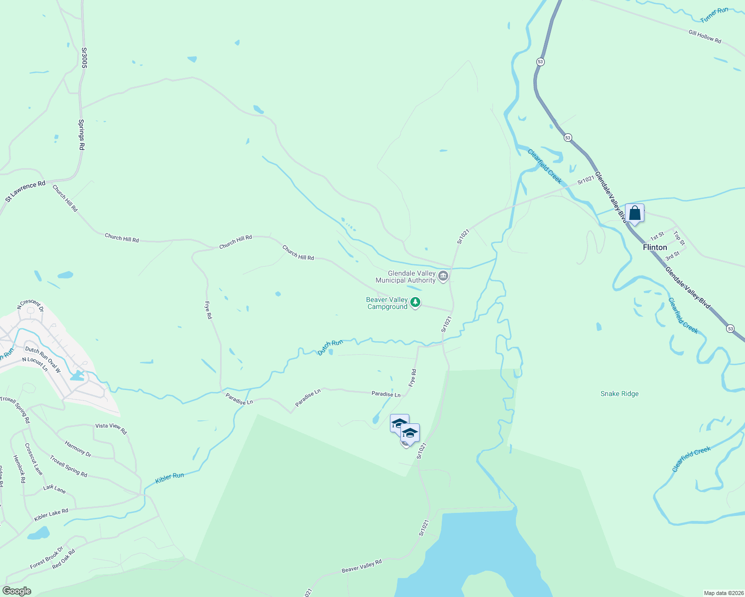 map of restaurants, bars, coffee shops, grocery stores, and more near 901-915 Church Hill Rd in Cambria