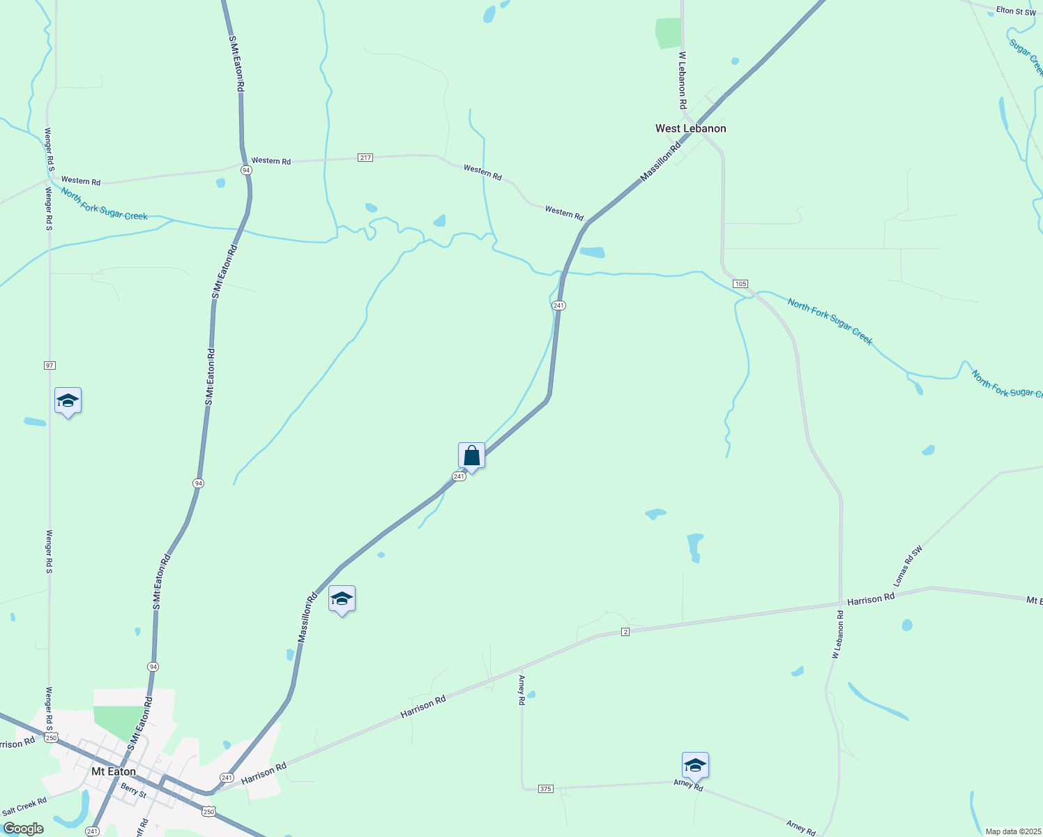map of restaurants, bars, coffee shops, grocery stores, and more near 7153 Massillon Road in Navarre