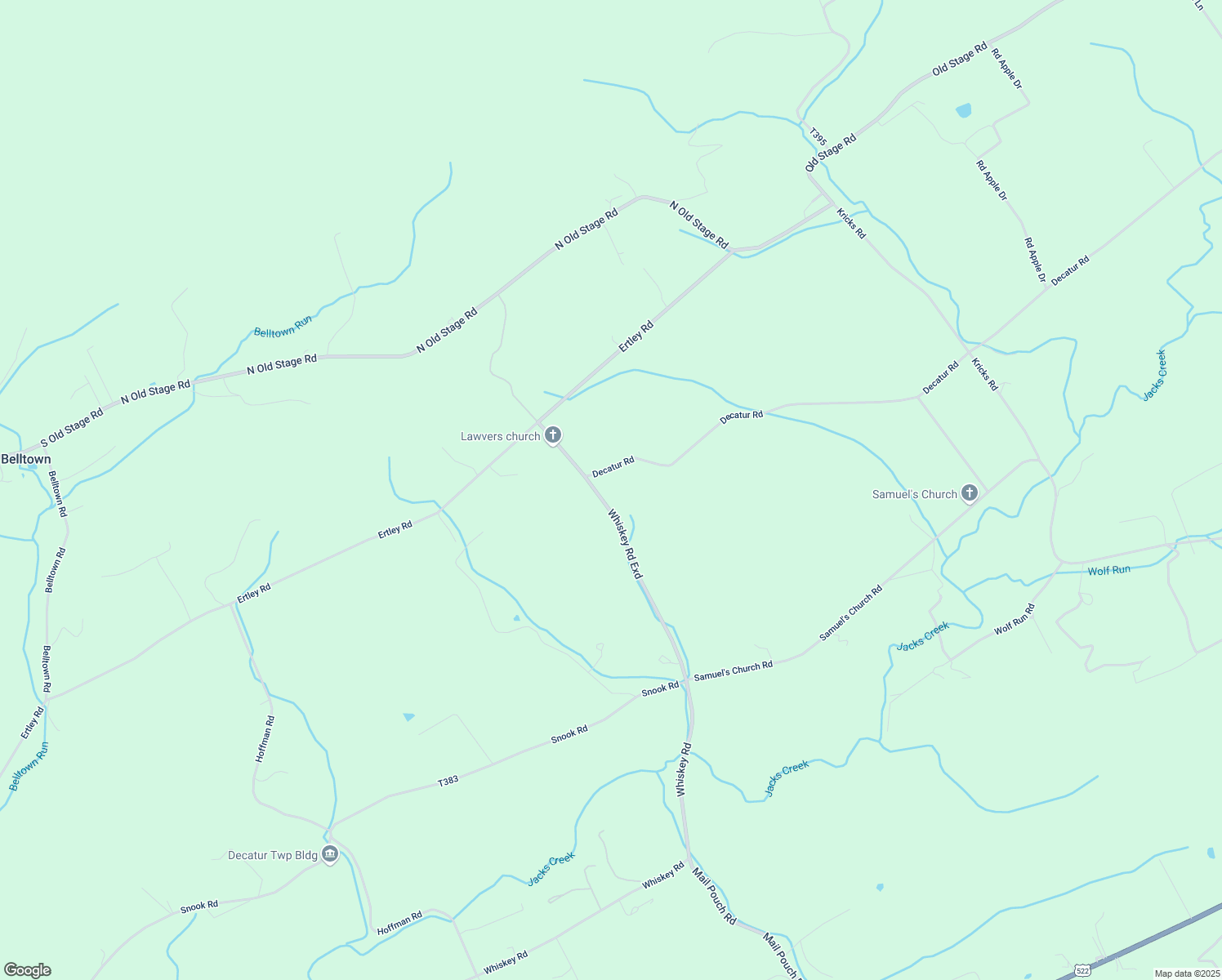 map of restaurants, bars, coffee shops, grocery stores, and more near 989 Mail Pouch Road in McClure