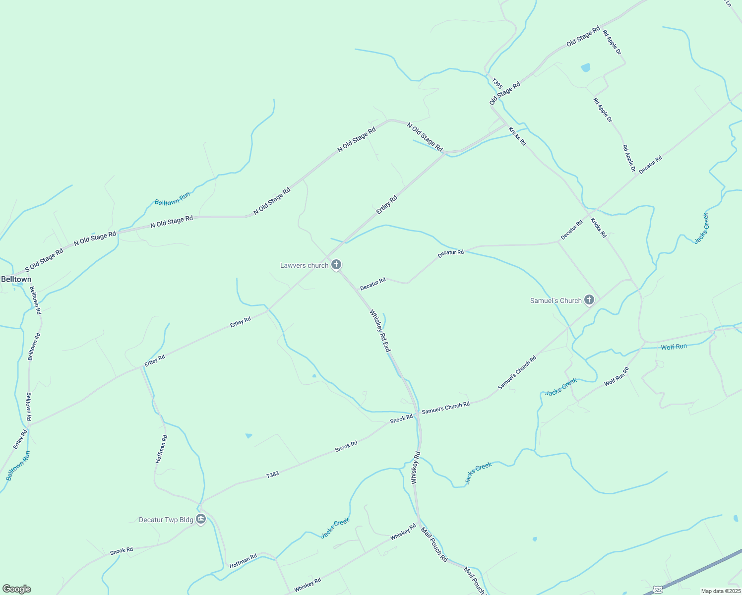 map of restaurants, bars, coffee shops, grocery stores, and more near 989 Mail Pouch Road in McClure