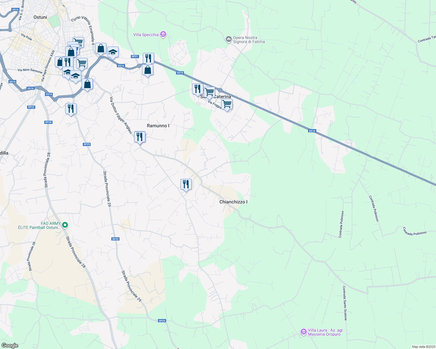 map of restaurants, bars, coffee shops, grocery stores, and more near in Province of Brindisi