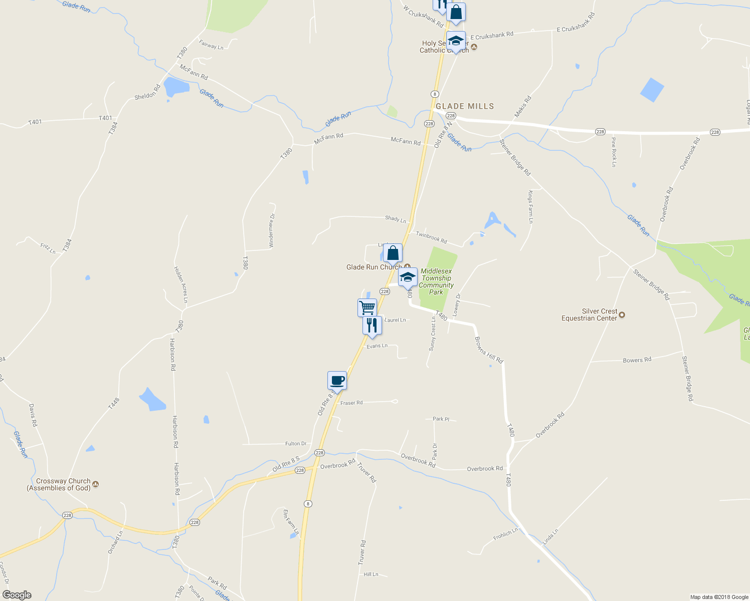 map of restaurants, bars, coffee shops, grocery stores, and more near 1114 Pittsburgh Road in Valencia