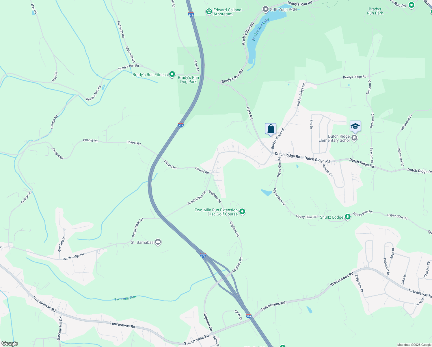 map of restaurants, bars, coffee shops, grocery stores, and more near 3485 Dutch Ridge Road in Beaver